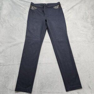 DKNY Jeans Pants Women's M Navy Skinny Ponte Knit Stretch Pull On Faux Leather